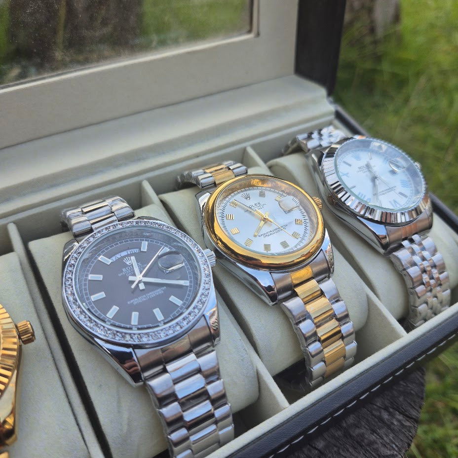 Combo Emprendedor Dubai Alta Gama Rolex AAA Maquinaria visible + 6 cajas individuales