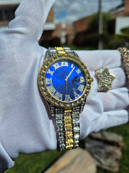 Reloj Imperial Azul + Anillo Estrella + Pulsera Elastica