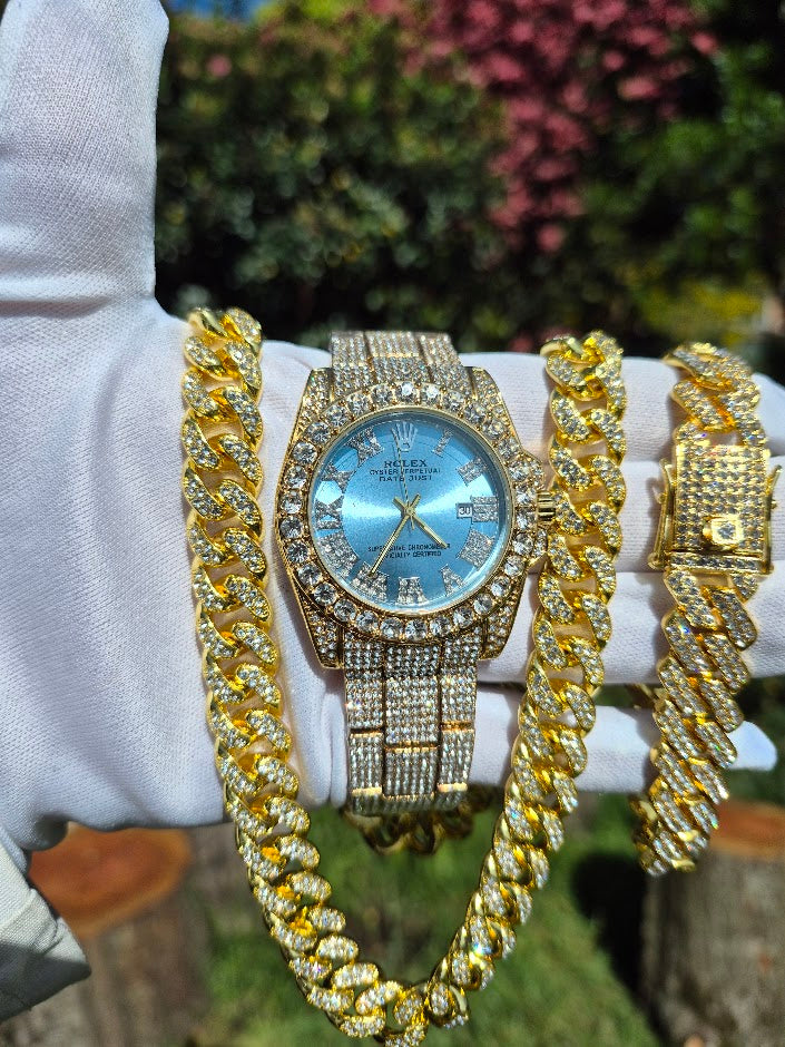 Reloj Rolex Cubano Premium + Cadena + Pulsera