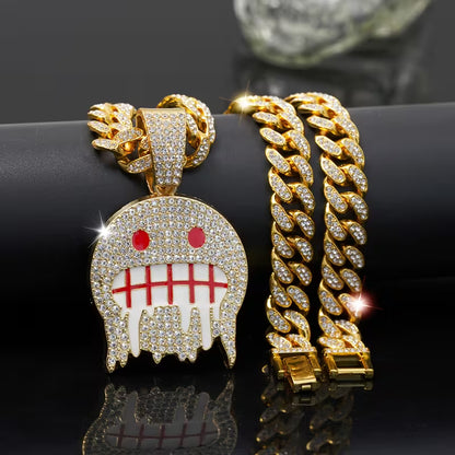 Cadena Cubana Dorada + Dije Emoji