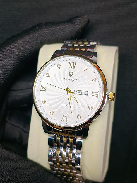 Reloj Poedagar correa en acero (Plateado/Dorado/Blanco)