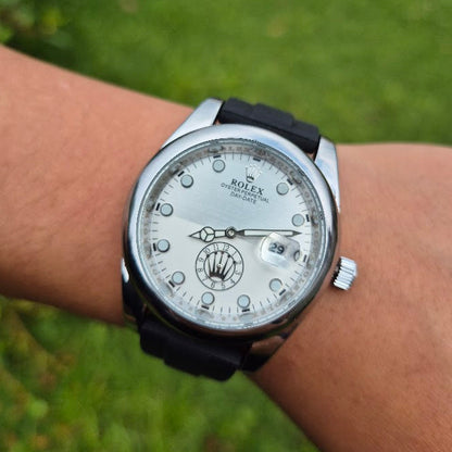 Reloj Rolex Goma Day Date Plateado Blanco+ Caja Rolex GRATIS