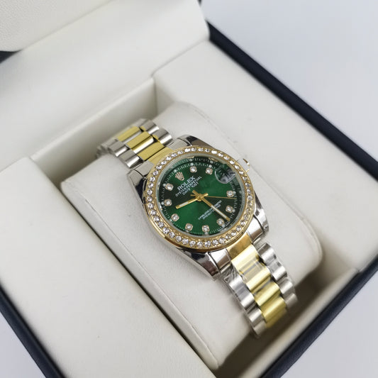 Rolex Femenino Date Just Bisel Perlas Imperial Verde