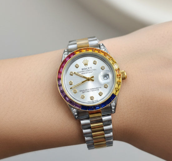 Rolex Date Just Oyster Perpetual Femenino Arcoiris