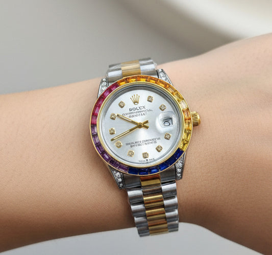 Rolex Date Just Oyster Perpetual Femenino Arcoiris