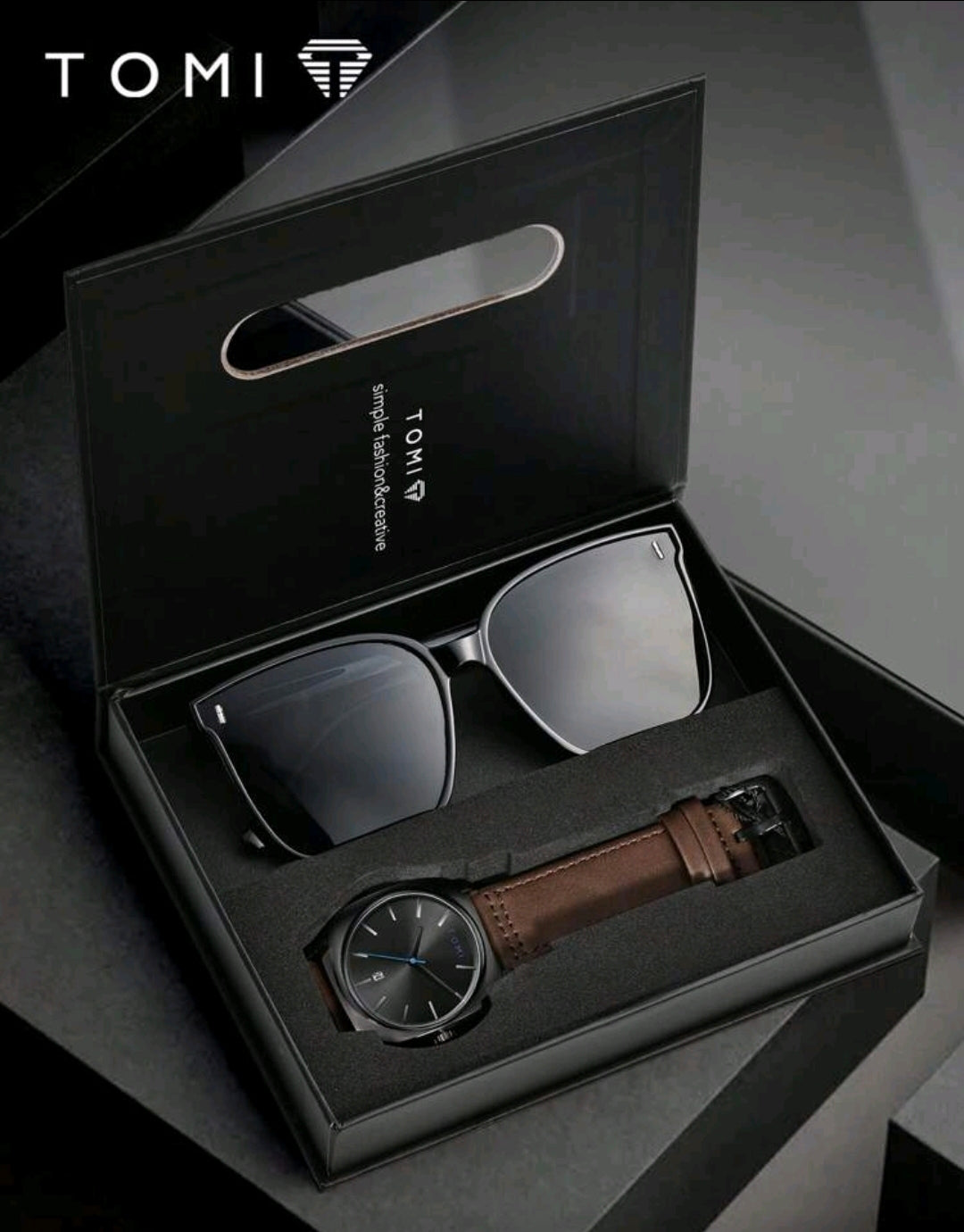 Reloj Tomi Cafe + Gafas De Sol + Estuche De Lujo