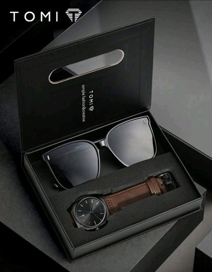 Reloj Tomi Cafe + Gafas De Sol + Estuche De Lujo