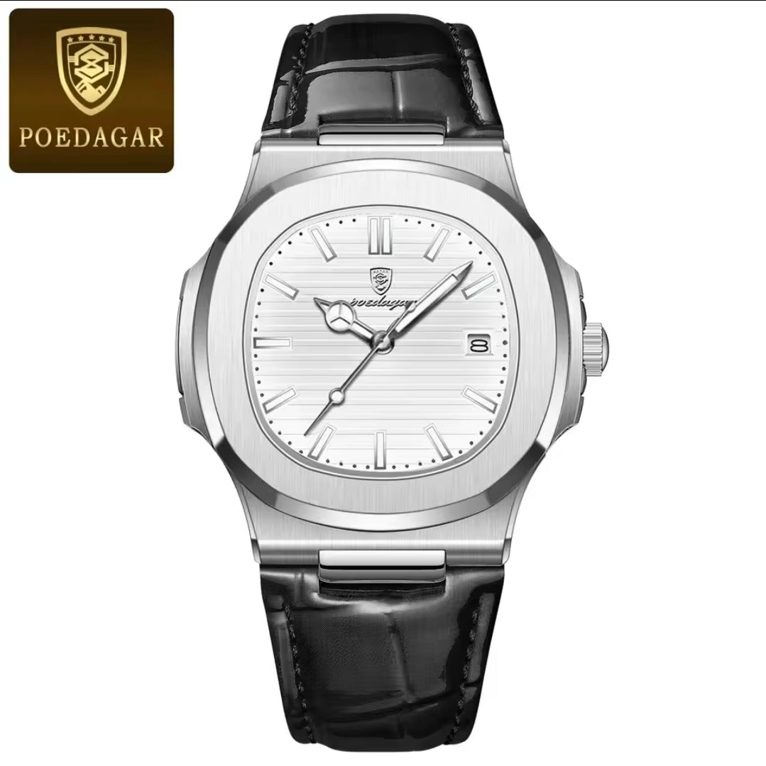 Reloj Poedagar Cuero (Negro-Blanco) + Caja Lujo Gratis