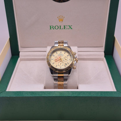 Rolex Daytona Semiautomático Tapa Transparente Two Tone Dial Dorado