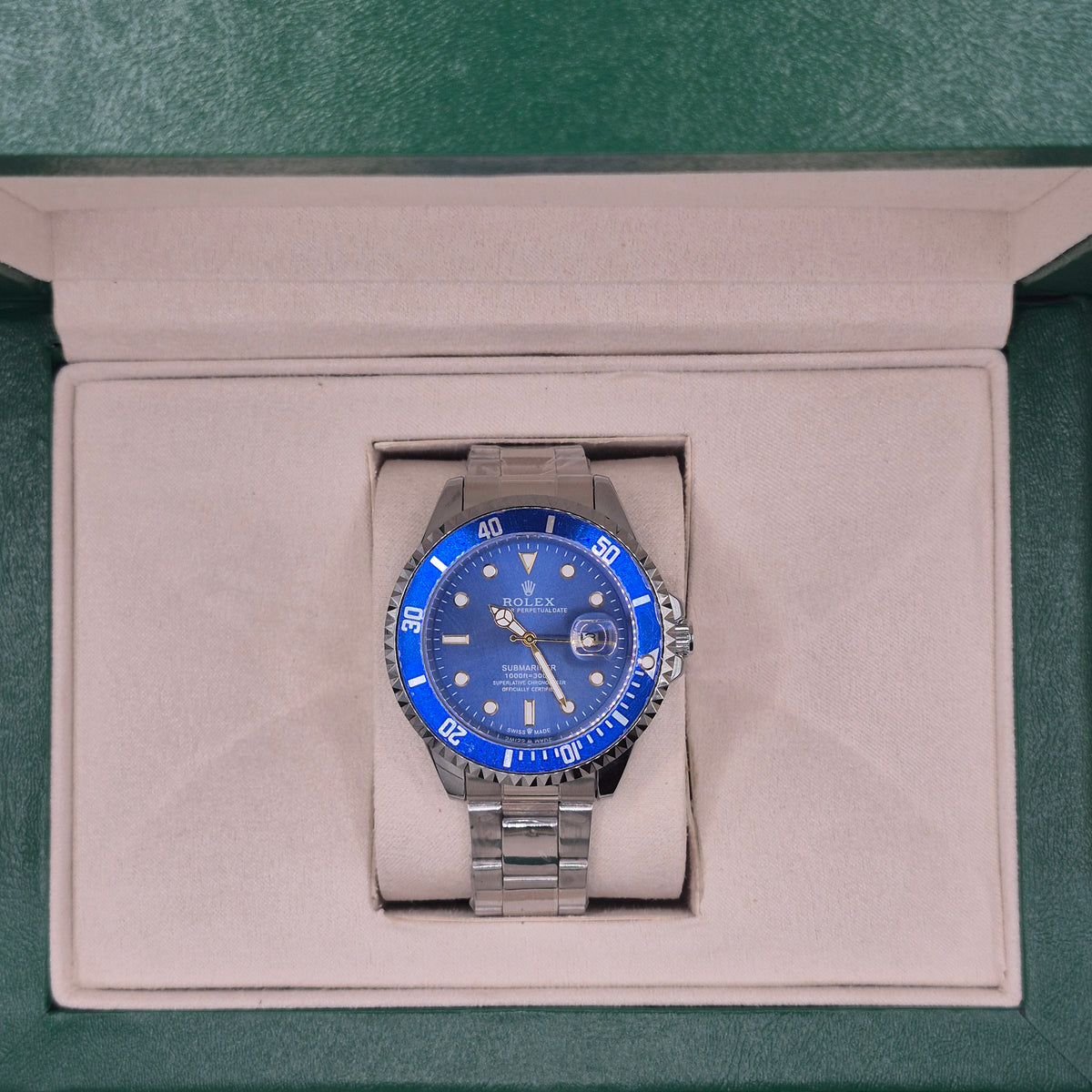 Rolex Semiautomatico Submariner Oyster Plateado Azul