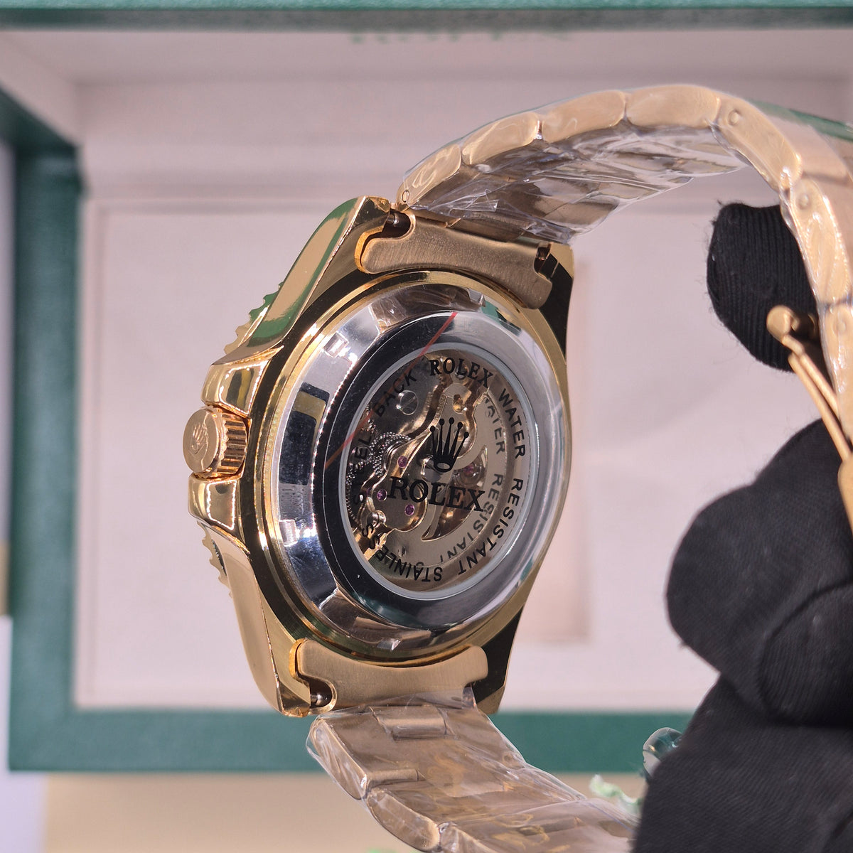 Rolex Submariner Automático Corazón Abierto Full Gold Dial Blanco