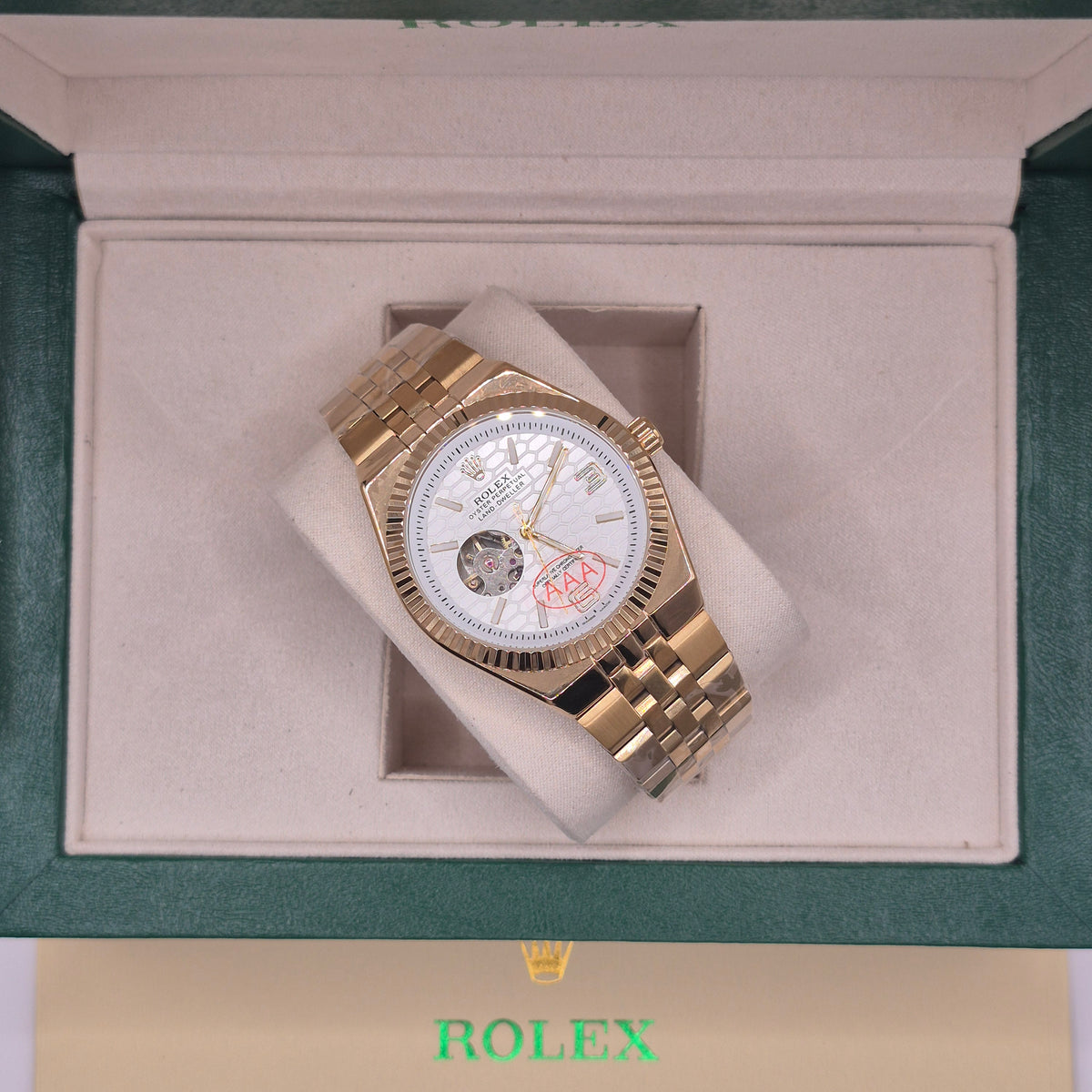 Rolex Land Dweller Automático Full Gold Dial Blanco