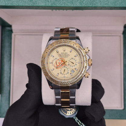 Rolex Daytona Semiautomático Tapa Transparente Two Tone Dial Dorado
