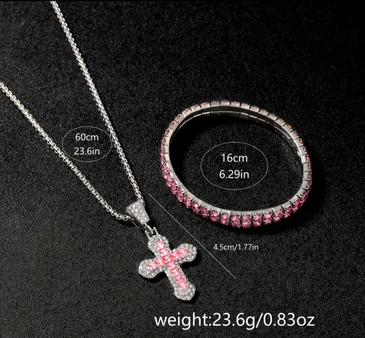 Reloj Cubano Rosado + Pulsera Cubana + Dije Cruz