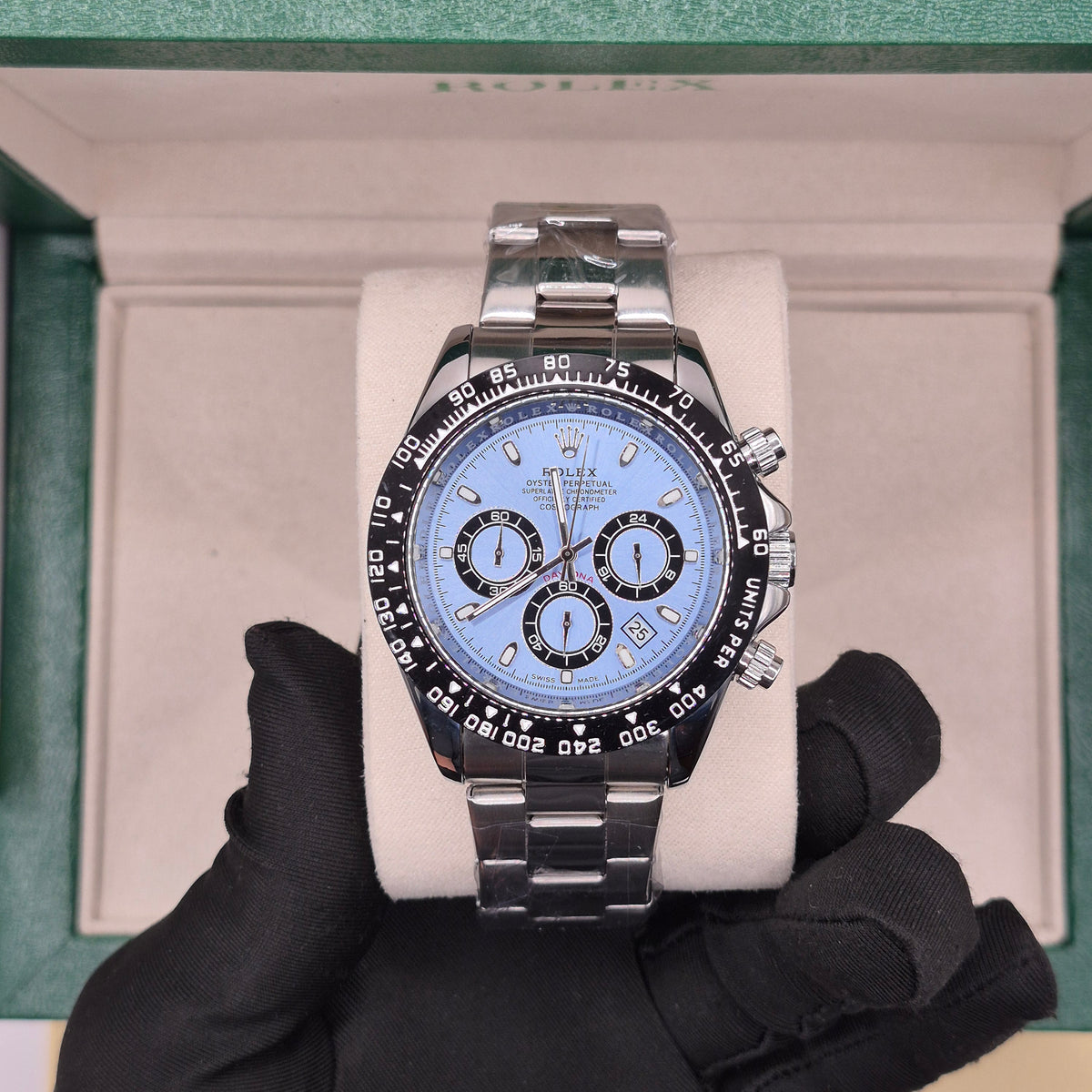 Rolex Daytona Semiautomático Tapa Transparente Full Silver Dial Tiffany