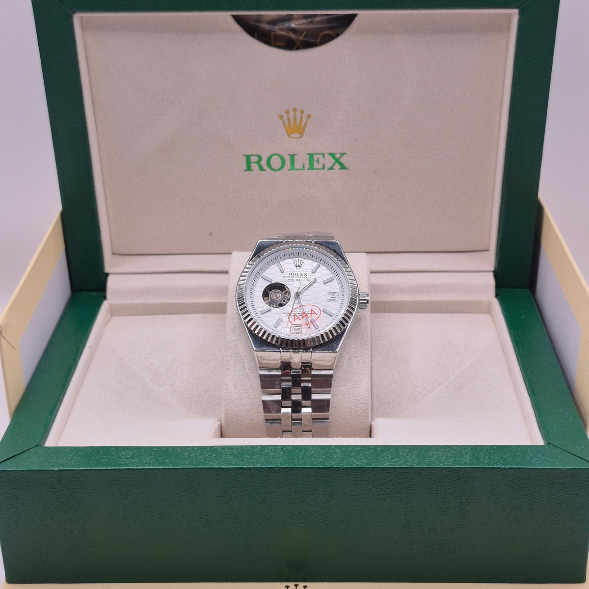 Rolex Land Dweller Automático Full Silver Dial Blanco