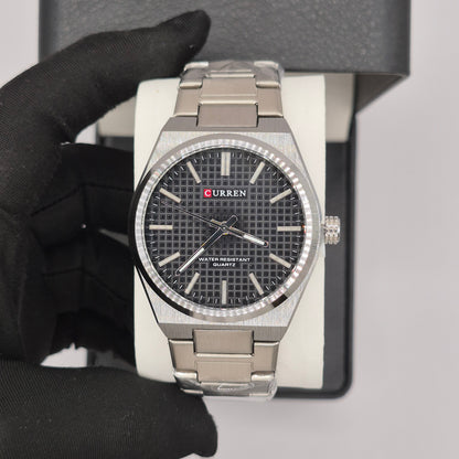 Reloj Curren Plateado Dial Negro