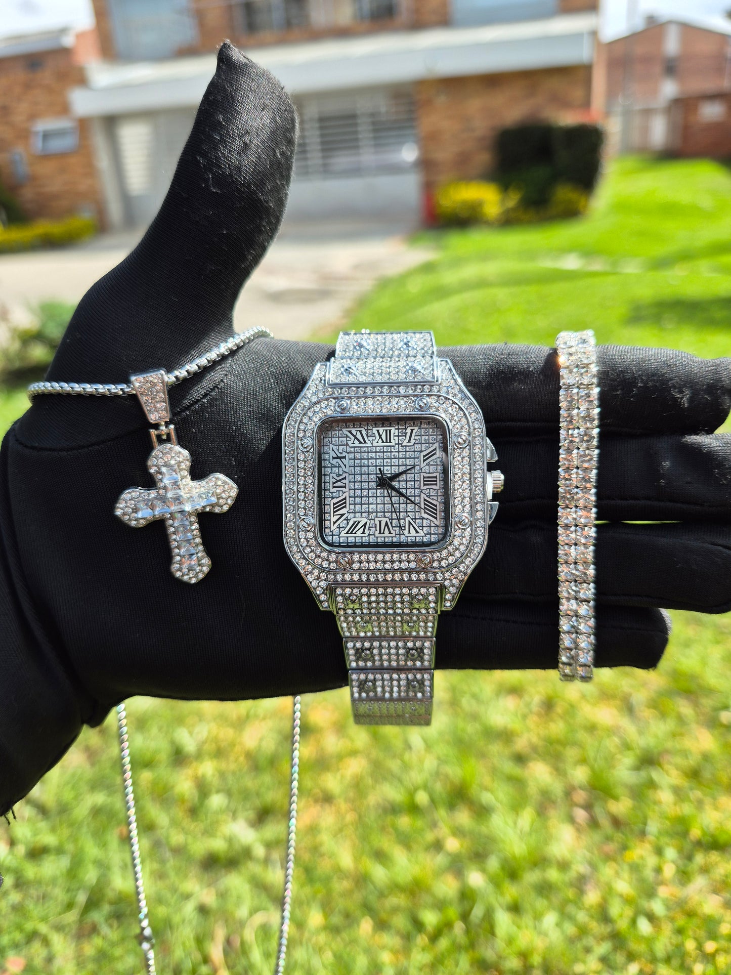 Reloj Cubano Cuadrado + Dije Cruz