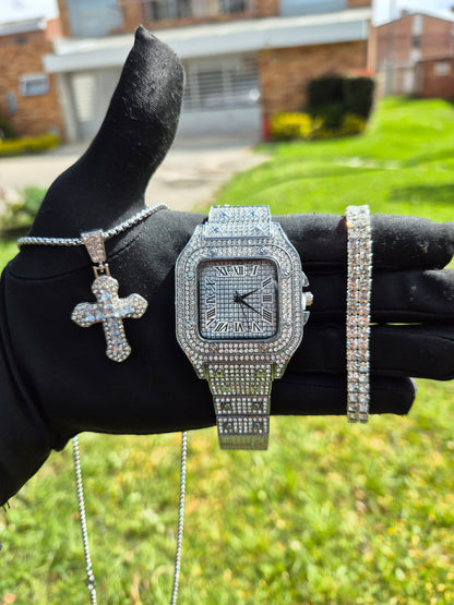 Reloj Cubano Cuadrado + Dije Cruz
