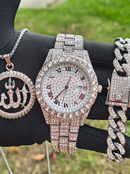 Reloj Cubano + Pulsera Cubana+ Dije Medalla