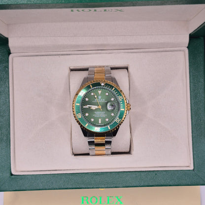 Rolex Semiautomatico Submariner Tapa Transparente Two Tone Cara Verde