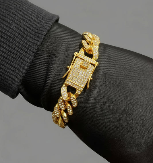 Pulsera Cubana Pinzas Dorada