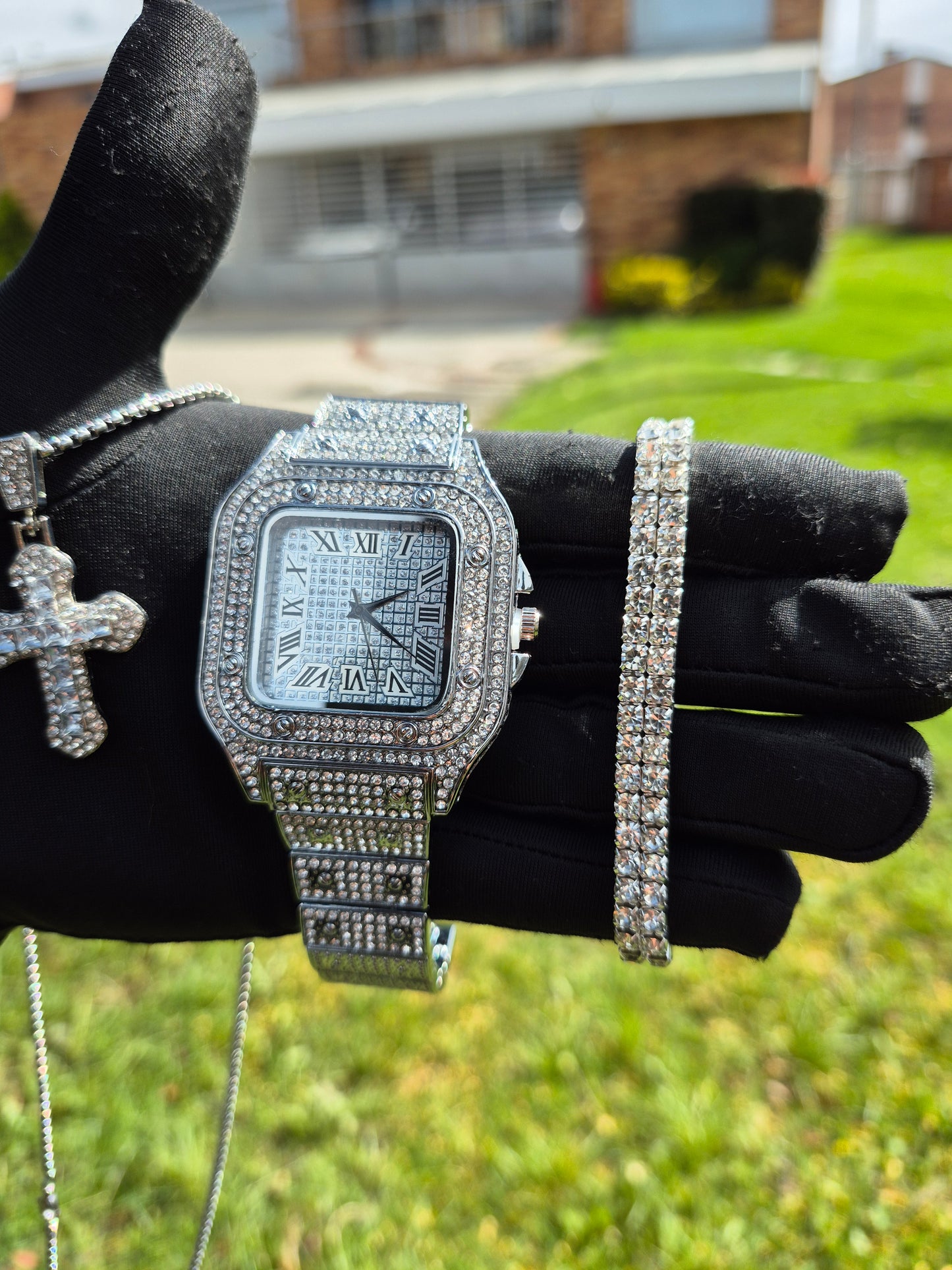 Reloj Cubano Cuadrado + Dije Cruz