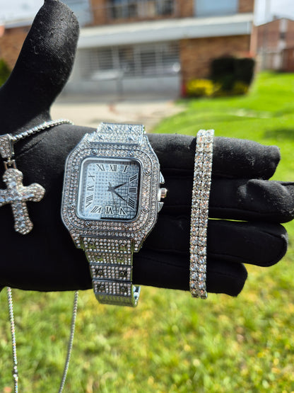 Reloj Cubano Cuadrado + Dije Cruz