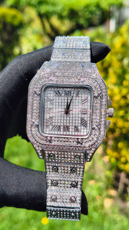 Reloj Plateado Cuadrado