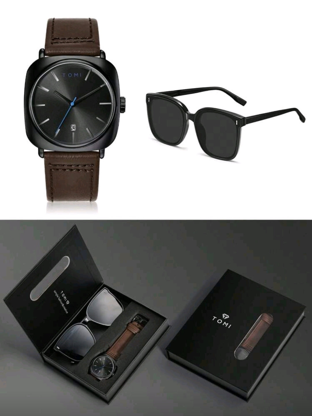 Reloj Tomi Cafe + Gafas De Sol + Estuche De Lujo