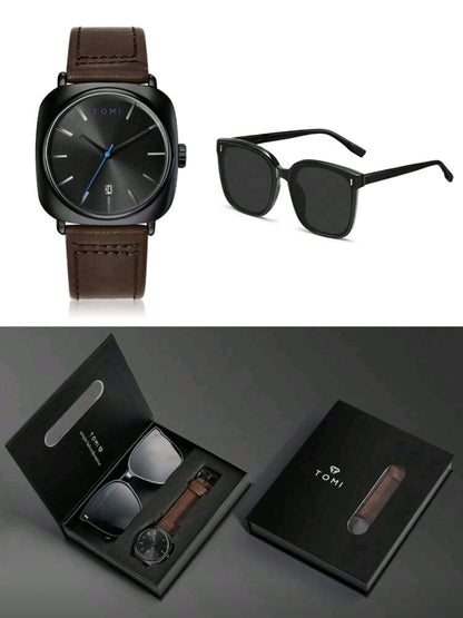 Reloj Tomi Cafe + Gafas De Sol + Estuche De Lujo