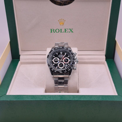 Rolex Daytona Semiautomático Tapa Transparente Full Silver Dial Negro