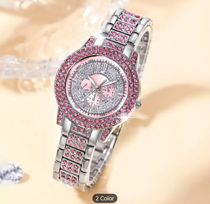 Reloj Cubano Rosado + Pulsera Cubana + Dije Cruz