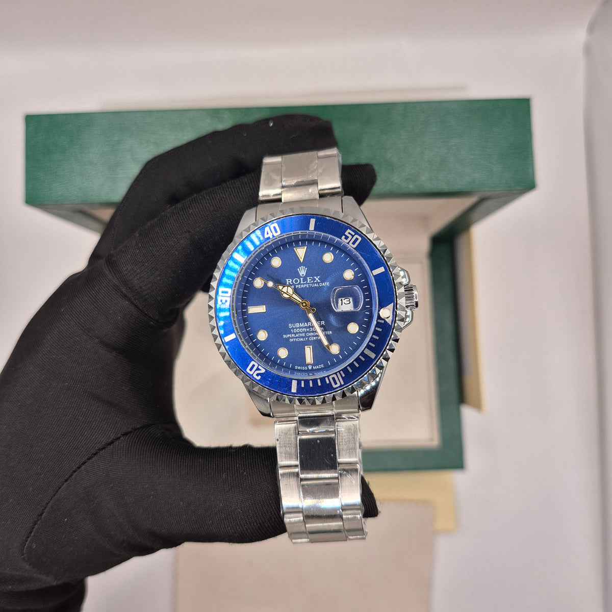 Rolex Semiautomatico Submariner Oyster Plateado Azul