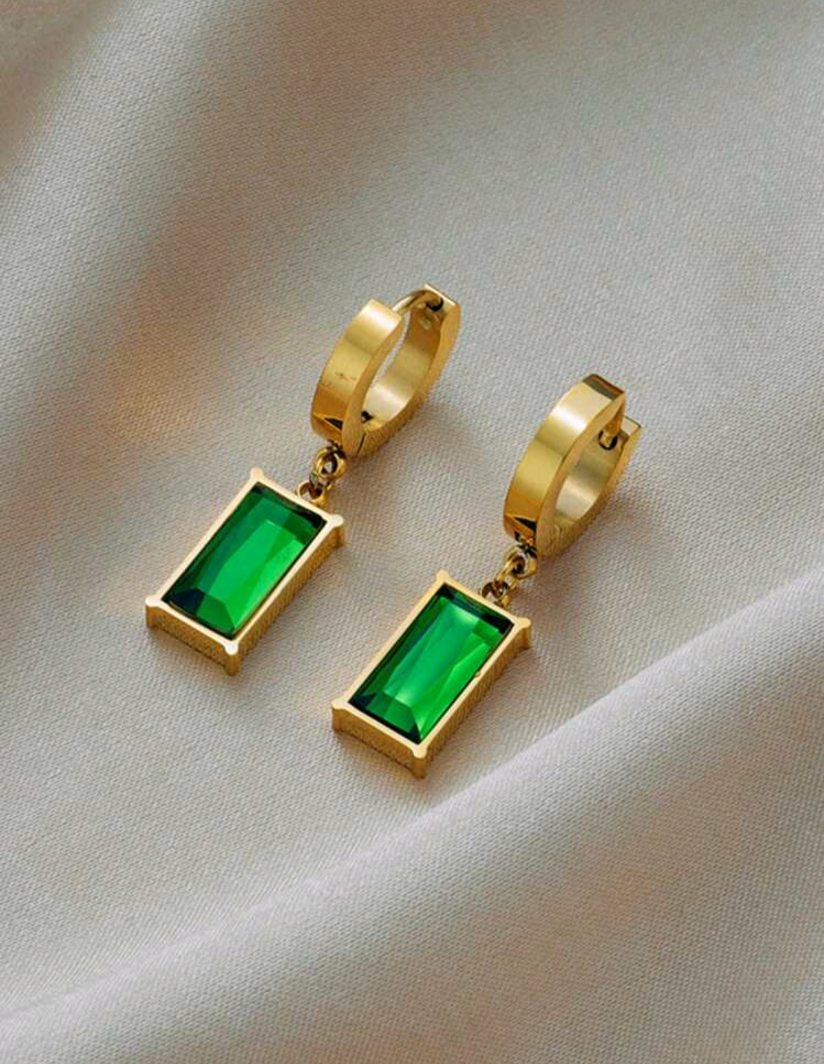 Conjunto Collar + Pendientes Con Cristal Verde