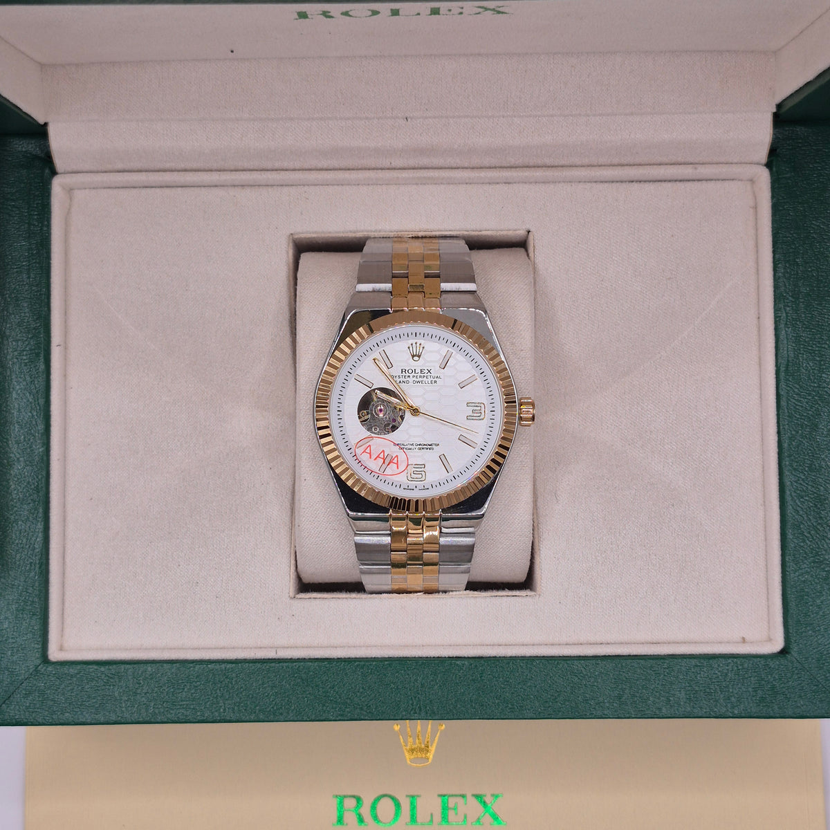 Rolex Land Dweller Automático Two Tone Dial Blanco