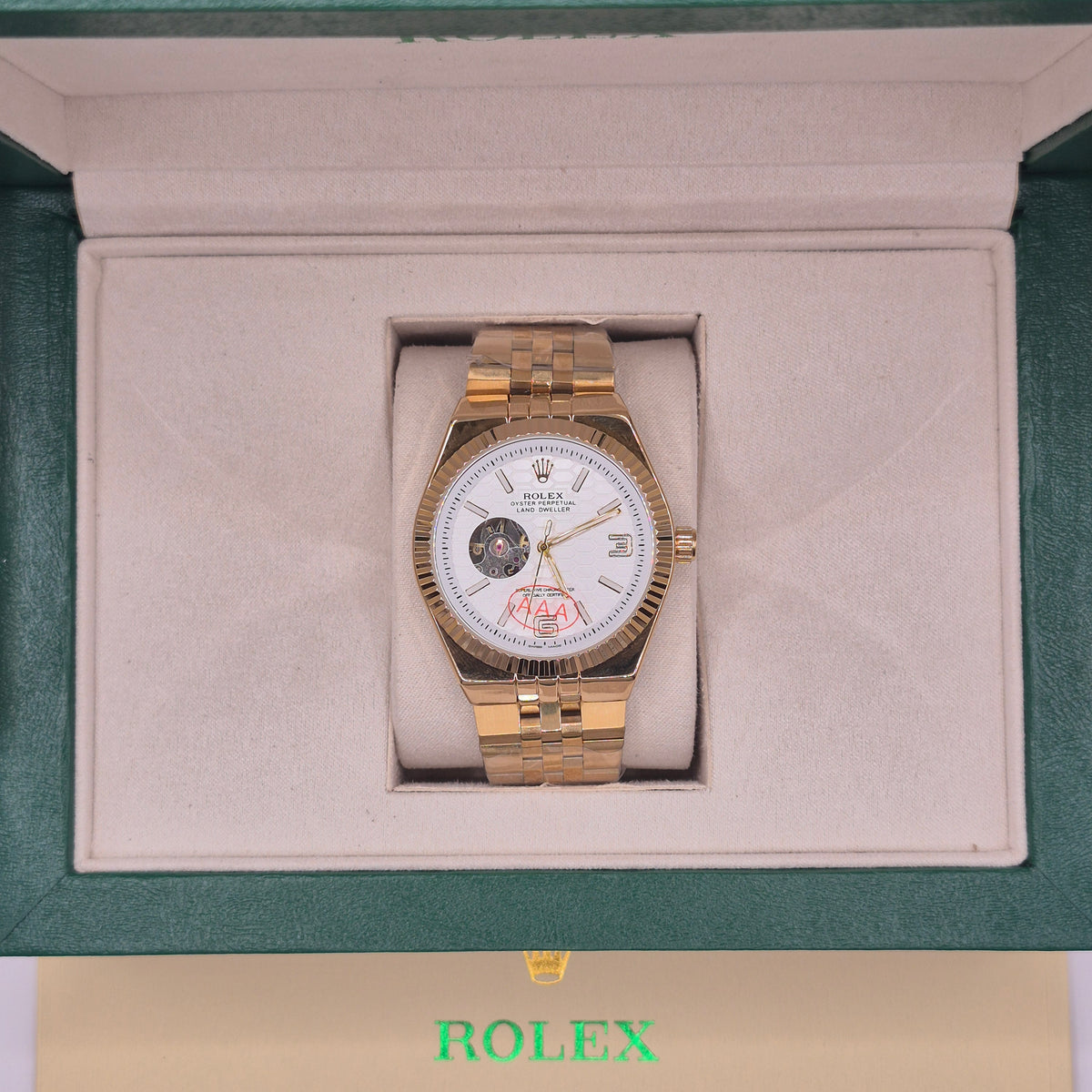 Rolex Land Dweller Automático Full Gold Dial Blanco