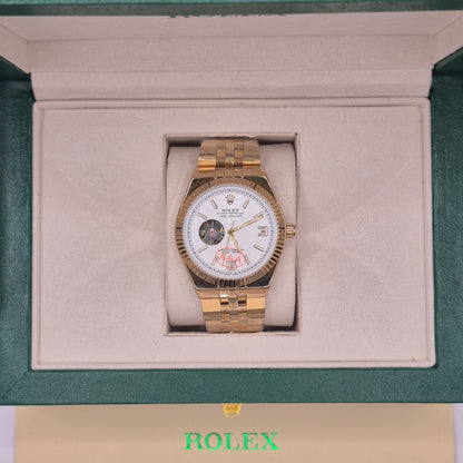 Rolex Land Dweller Automático Full Gold Dial Blanco
