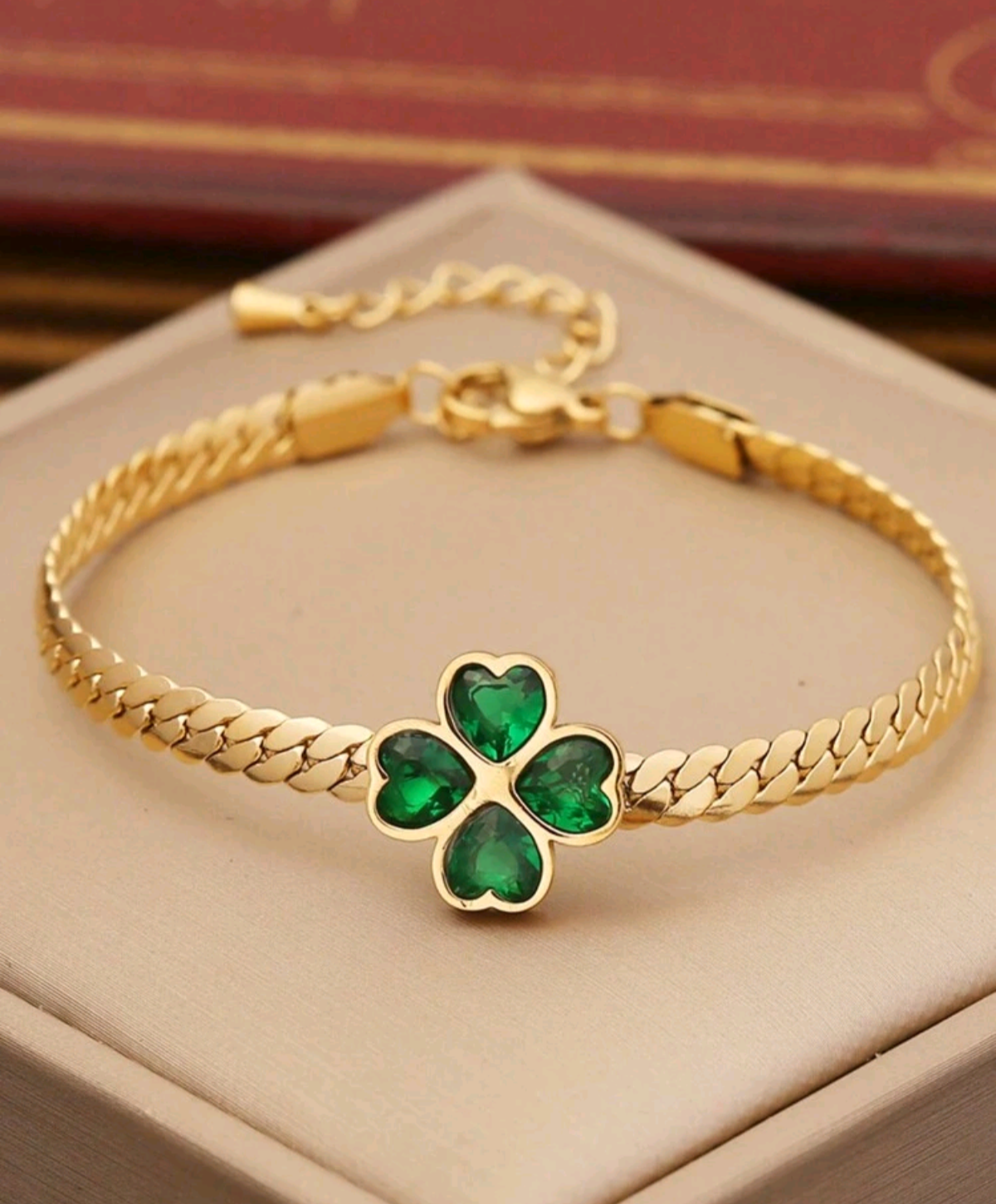 Set Joyería Flor Verde Acero inoxidable