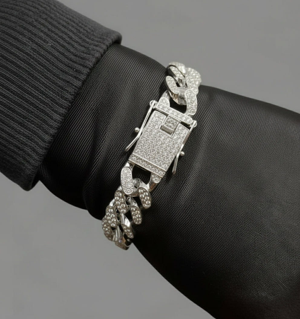 Pulsera Cubana Pinzas Plateada