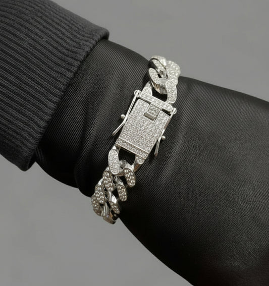 Pulsera Cubana Pinzas Plateada