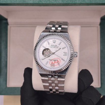 Rolex Land Dweller Automático Full Silver Dial Blanco