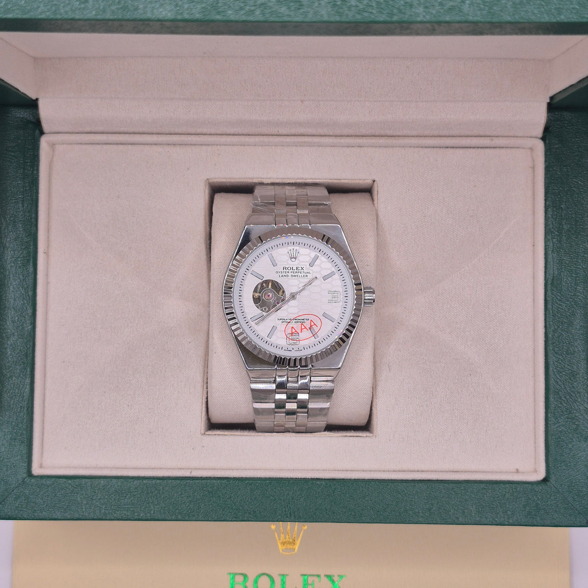 Rolex Land Dweller Automático Full Silver Dial Blanco