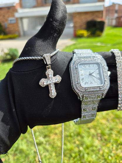 Reloj Cubano Cuadrado + Dije Cruz