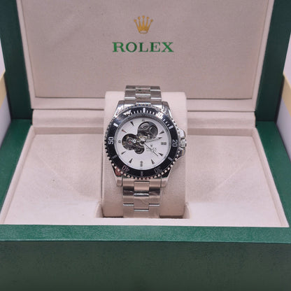 Rolex Submariner Automático Corazón Abierto Plateado  Dial Blanco