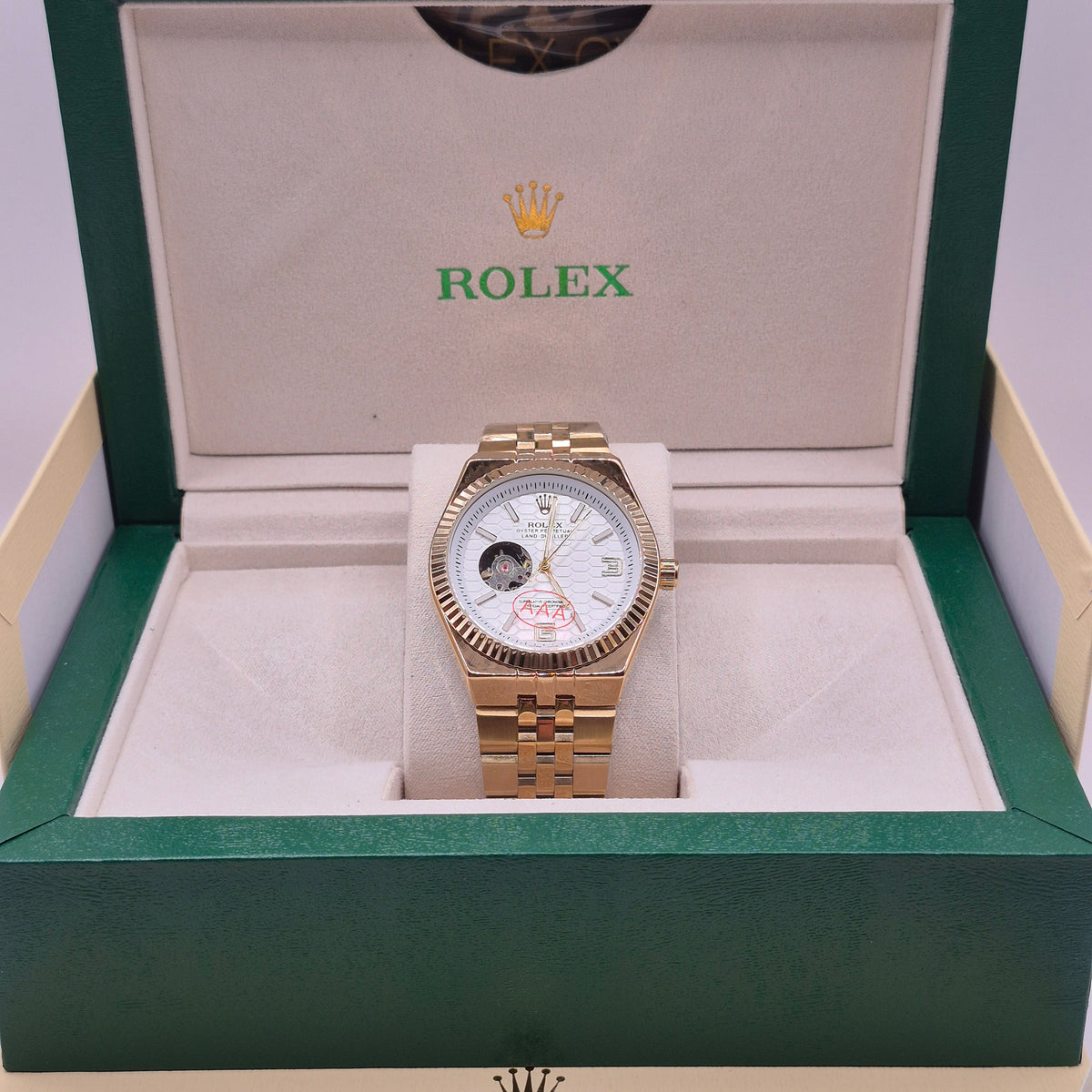 Rolex Land Dweller Automático Full Gold Dial Blanco