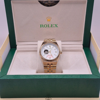 Rolex Land Dweller Automático Full Gold Dial Blanco