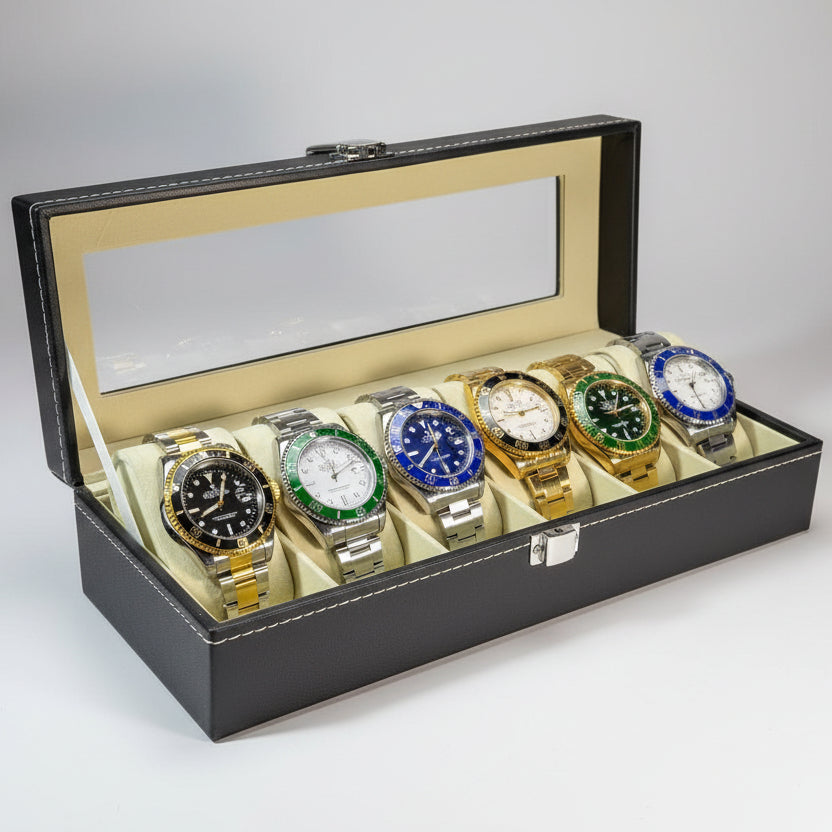 Combo Emprendedor Miami - 6 Relojes Rolex Submariner + Relojera 6 puestos GRATIS