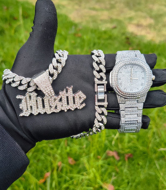 Reloj Ovalado Contra marcado + Cadena Cubana + Dije Premium