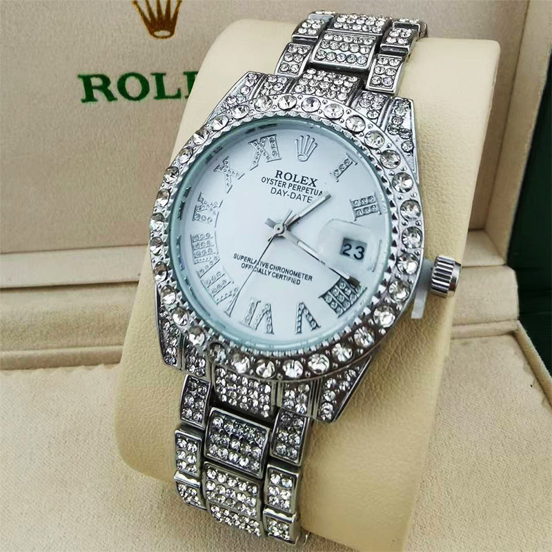 Rolex Date Just Plateado Cara Blanca FULL SET